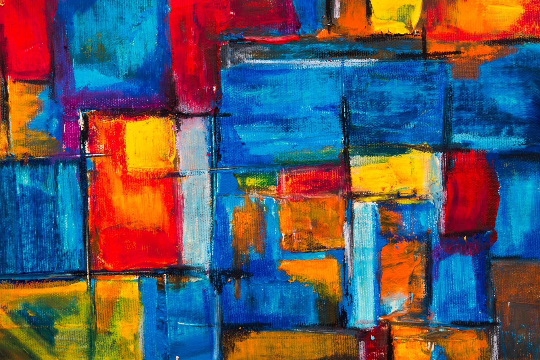 red green yellow and blue abstract painting