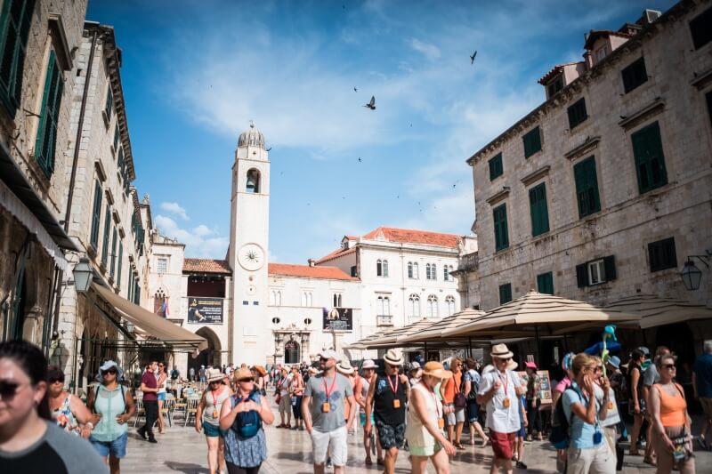The centre of Dubrovnik with people walking