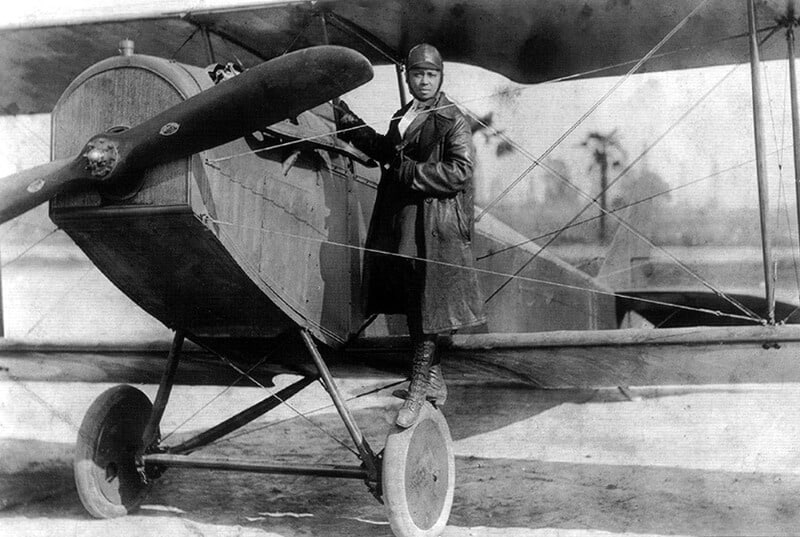 Bessie Coleman and her plane